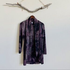 3/$20 Soft Works Purple Animal Print Cardigan